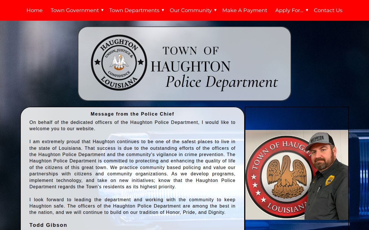 Official Haughton Police Division webpage