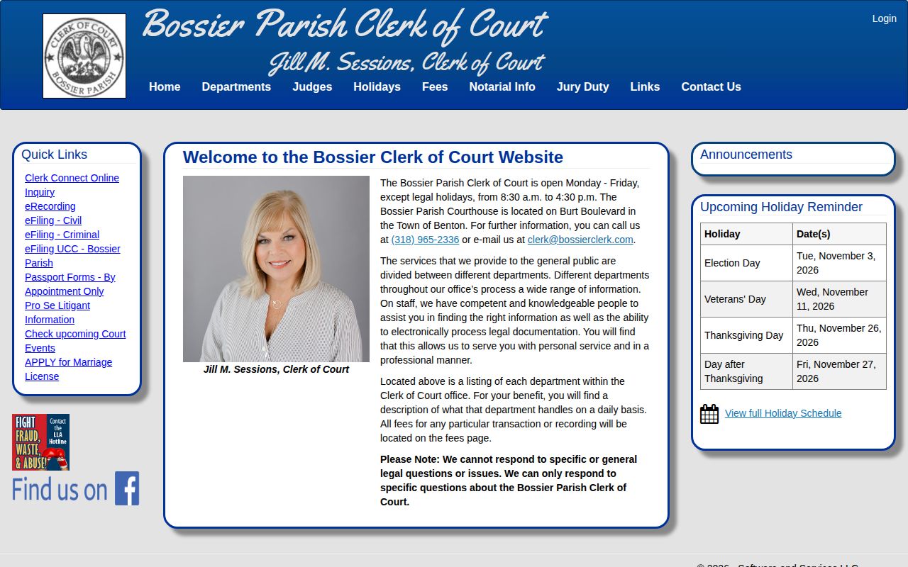 Bossier Parish Clerk of Court official website