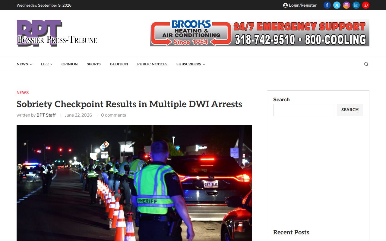 Bossier Press Haughton checkpoint report
